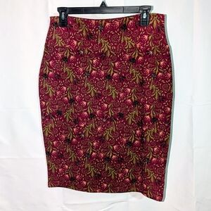 LuLaRoe Floral Pencil Skirt - Burgundy, Olive, Black, Pink And Green